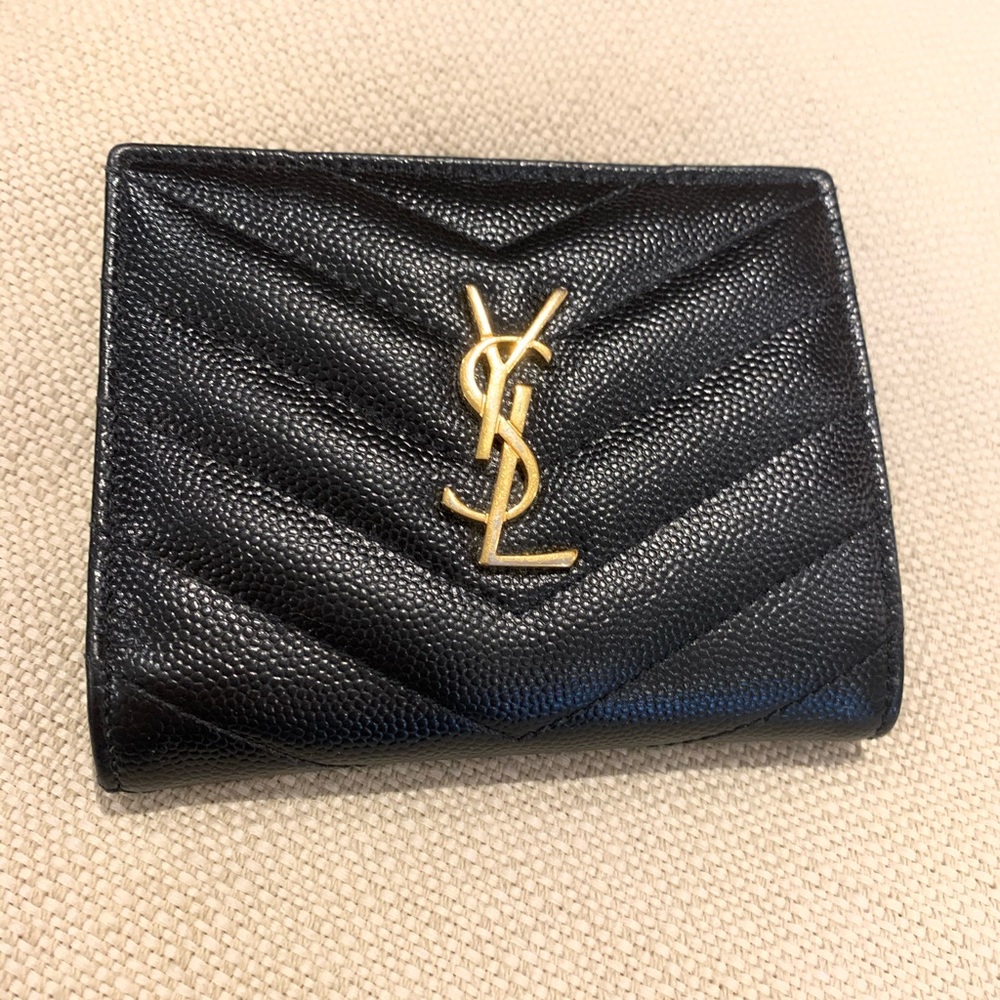 YSL Monogram Zippered Two-Part Wallet